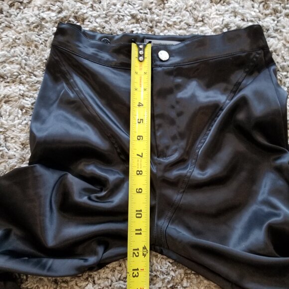 Maniere De Voir Leather Flared Trousers Black High Rise Pants Size 4 - Picture 10 of 11